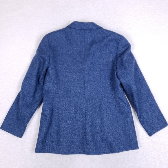 Talbots Blazer 16 Vintage Wool Herringbone Blue Academia Career Professional - Picture 5 of 7